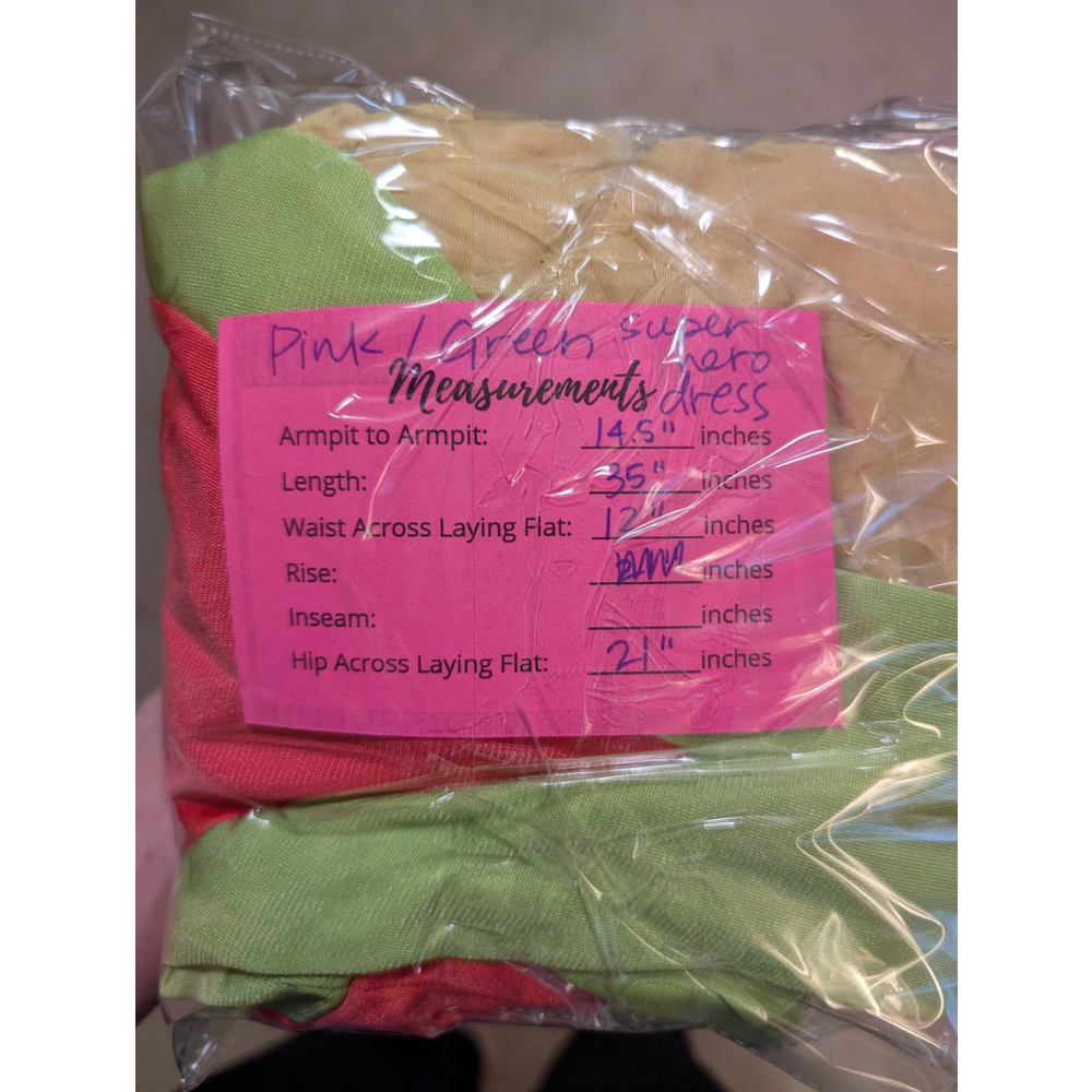 Women's Pink & Green Vintage "Superhero" Dress Costume Small/Medium - Picture 7 of 7
